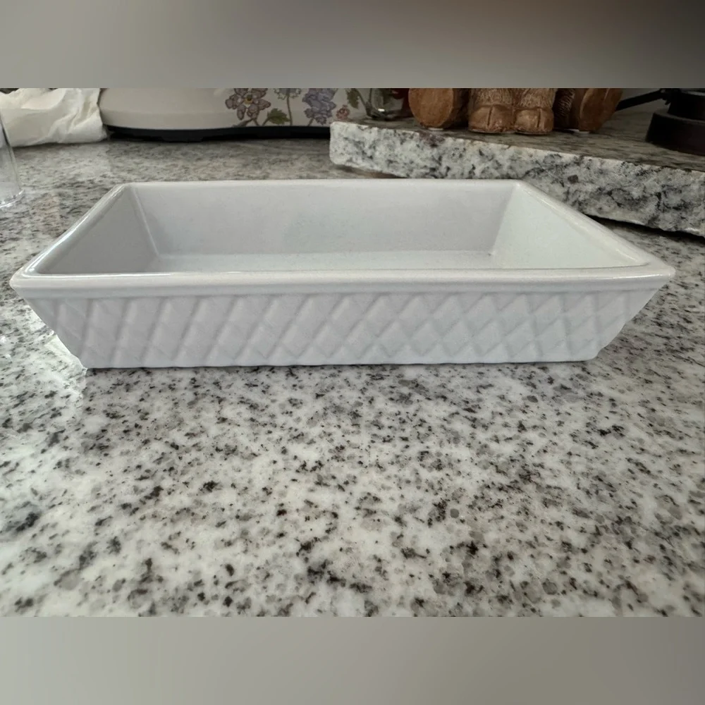 White Ceramic Rectangular Tray & 2 Clear Acrylic Jars Bundle